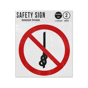 Picture of Do Not Tie Knots In Rope Red Circle Diagonal Line Prohibition Iso 7010 P030 Adhesive Vinyl Signs Twin Pack