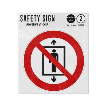 Picture of Do Not Use This Lift For People Red Circle Diagonal Line Prohibition Iso 7010 P027 Adhesive Vinyl Signs Twin Pack