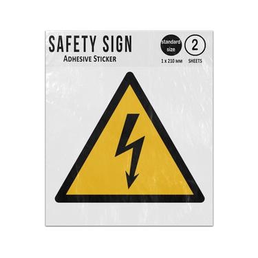 Picture of Electricity Hazard Yellow Triangle Warning Hazard Iso 7010 W012 Adhesive Vinyl Signs Twin Pack