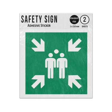 Picture of Evacuation Assembly Point Green Square Safe Condition Iso 7010 E007 Adhesive Vinyl Signs Twin Pack