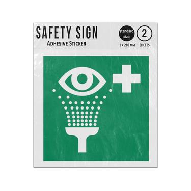 Picture of Eyewash Station Green Square Safe Condition Iso 7010 E011 Adhesive Vinyl Signs Twin Pack