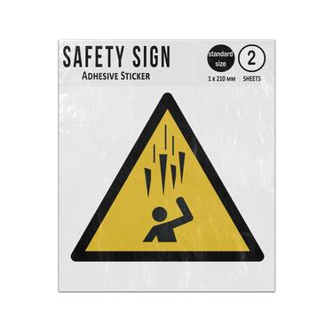 Picture of Falling Ice Spikes Yellow Triangle Warning Hazard Iso 7010 W039 Adhesive Vinyl Signs Twin Pack