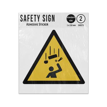 Picture of Falling Ice Spike Yellow Triangle Warning Hazard Iso 7010 W035 Adhesive Vinyl Signs Twin Pack