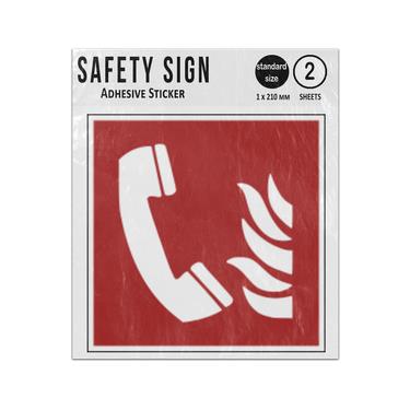 Picture of Fire Emergency Telephon Red Fire Protection Safety Iso 7010 F006 Adhesive Vinyl Signs Twin Pack