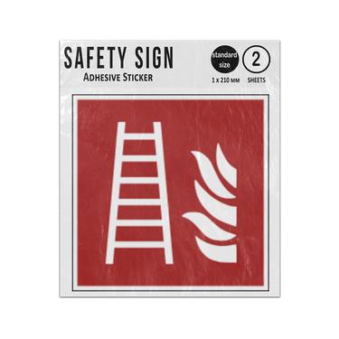 Picture of Fire Ladder Red Fire Protection Safety Iso 7010 F003 Adhesive Vinyl Signs Twin Pack