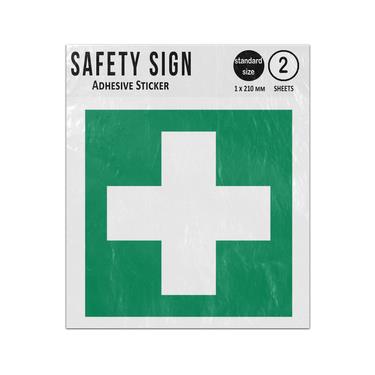 Picture of First Aid Green Square Safe Condition Iso 7010 E003 Adhesive Vinyl Signs Twin Pack