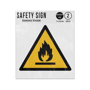 Picture of Flammable Material Yellow Triangle Warning Hazard Iso 7010 W021 Adhesive Vinyl Signs Twin Pack