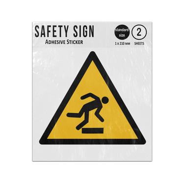 Picture of Floor Level Obstacle Yellow Triangle Warning Hazard Iso 7010 W007 Adhesive Vinyl Signs Twin Pack