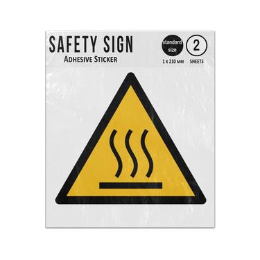 Picture of Hot Surface Yellow Triangle Warning Hazard Iso 7010 W017 Adhesive Vinyl Signs Twin Pack