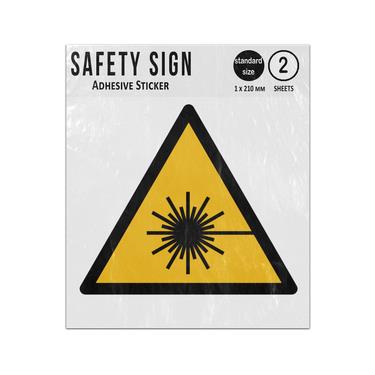 Picture of Laser Beam Yellow Triangle Warning Hazard Iso 7010 W004 Adhesive Vinyl Signs Twin Pack