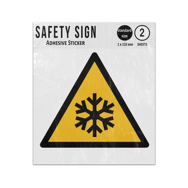 Picture of Low Temperature Yellow Triangle Warning Hazard Iso 7010 W010 Adhesive Vinyl Signs Twin Pack