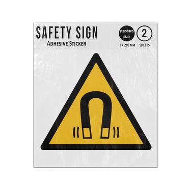 Picture of Magnetic Field Yellow Triangle Warning Hazard Iso 7010 W006 Adhesive Vinyl Signs Twin Pack