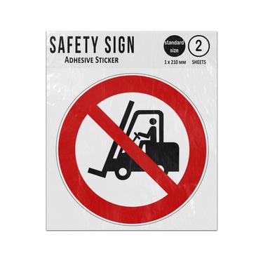 Picture of No Access For Forklift Trucks And Industrial Vehicles Red Circle Diagonal Line Prohibition Iso 7010 P006 Adhesive Vinyl Signs Twin Pack