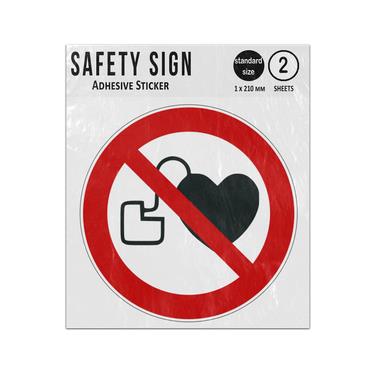 Picture of No Access For People With Active Implanted Cardiac Devices Red Circle Diagonal Line Prohibition Iso 7010 P007 Adhesive Vinyl Signs Twin Pack
