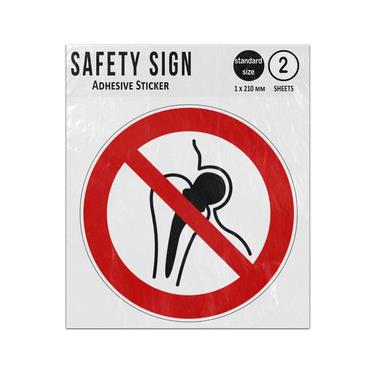Picture of No Access For People With Metallic Implants Red Circle Diagonal Line Prohibition Iso 7010 P014 Adhesive Vinyl Signs Twin Pack