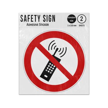 Picture of No Activated Mobile Phone Red Circle Diagonal Line Prohibition Iso 7010 P013 Adhesive Vinyl Signs Twin Pack