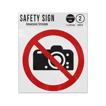Picture of No Photography Red Circle Diagonal Line Prohibition Iso 7010 P029 Adhesive Vinyl Signs Twin Pack