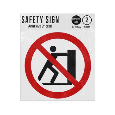 Picture of No Pushing Red Circle Diagonal Line Prohibition Iso 7010 P017 Adhesive Vinyl Signs Twin Pack