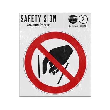 Picture of No Reaching In Red Circle Diagonal Line Prohibition Iso 7010 P015 Adhesive Vinyl Signs Twin Pack