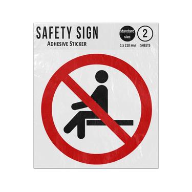 Picture of No Sitting Red Circle Diagonal Line Prohibition Iso 7010 P018 Adhesive Vinyl Signs Twin Pack