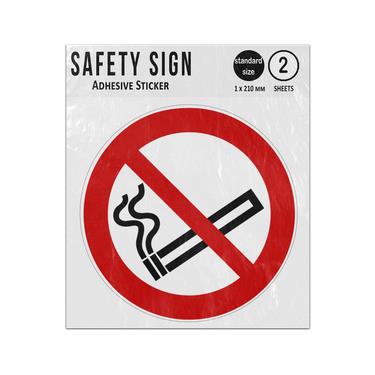 Picture of No Smoking Red Circle Diagonal Line Prohibition Iso 7010 P002 Adhesive Vinyl Signs Twin Pack