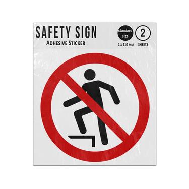 Picture of No Stepping On Surface Red Circle Diagonal Line Prohibition Iso 7010 P019 Adhesive Vinyl Signs Twin Pack