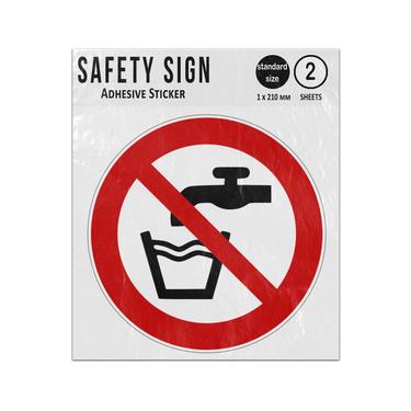 Picture of Not Drinking Water Red Circle Diagonal Line Prohibition Iso 7010 P005 Adhesive Vinyl Signs Twin Pack