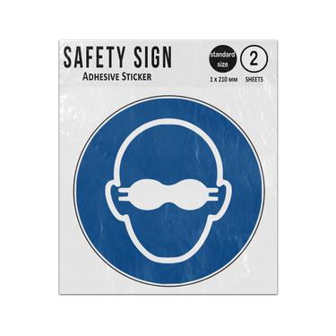Picture of Opaque Eye Protection Must Be Worn Blue Circle Mandatory Action Iso 7010 M007 Adhesive Vinyl Signs Twin Pack