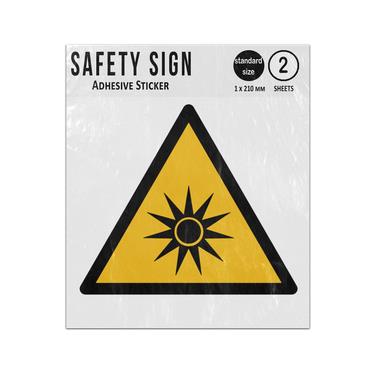 Picture of Optical Radiation Yellow Triangle Warning Hazard Iso 7010 W027 Adhesive Vinyl Signs Twin Pack