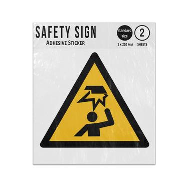 Picture of Overhead Obstacle Yellow Triangle Warning Hazard Iso 7010 W020 Adhesive Vinyl Signs Twin Pack