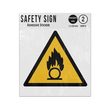 Picture of Oxidizing Substance Yellow Triangle Warning Hazard Iso 7010 W028 Adhesive Vinyl Signs Twin Pack