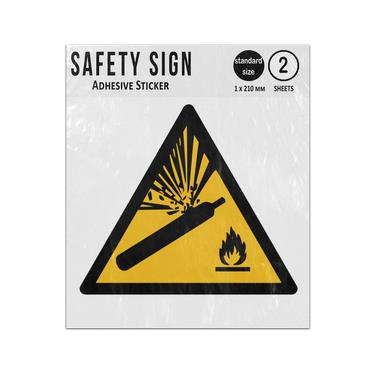 Picture of Pressurised Cylinder Yellow Triangle Warning Hazard Iso 7010 W029 Adhesive Vinyl Signs Twin Pack