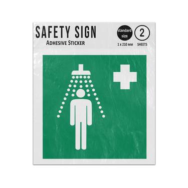 Picture of Safety Shower Green Square Safe Condition Iso 7010 E012 Adhesive Vinyl Signs Twin Pack