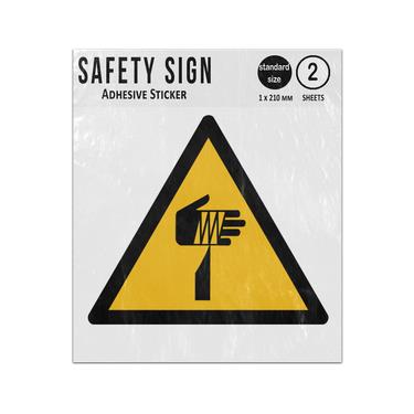 Picture of Sharp Element Yellow Triangle Warning Hazard Iso 7010 W022 Adhesive Vinyl Signs Twin Pack