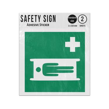 Picture of Stretcher Green Square Safe Condition Iso 7010 E013 Adhesive Vinyl Signs Twin Pack