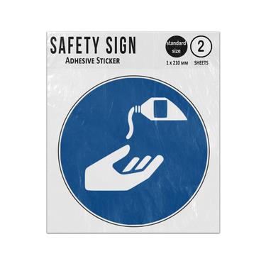 Picture of Use Barrier Cream Blue Circle Mandatory Action Iso 7010 M022 Adhesive Vinyl Signs Twin Pack