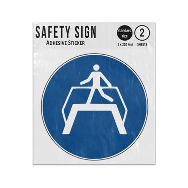 Picture of Use Footbridge Blue Circle Mandatory Action Iso 7010 M023 Adhesive Vinyl Signs Twin Pack
