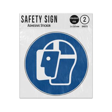 Picture of Wear A Face Shield Blue Circle Mandatory Action Iso 7010 M013 Adhesive Vinyl Signs Twin Pack