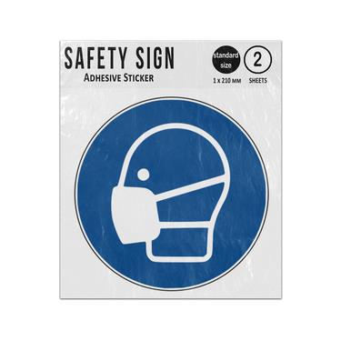 Picture of Wear A Mask Blue Circle Mandatory Action Iso 7010 M016 Adhesive Vinyl Signs Twin Pack