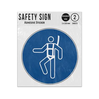 Picture of Wear A Safety Harness Blue Circle Mandatory Action Iso 7010 M018 Adhesive Vinyl Signs Twin Pack