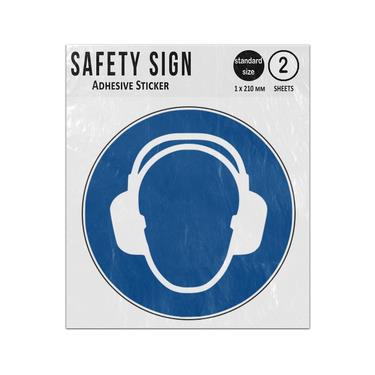 Picture of Wear Ear Protection Blue Circle Mandatory Action Iso 7010 M003 Adhesive Vinyl Signs Twin Pack