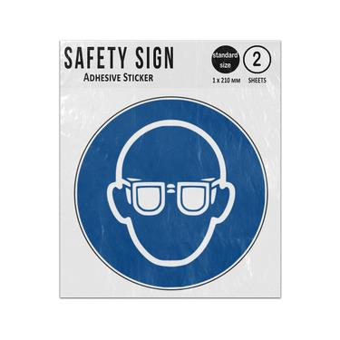 Picture of Wear Eye Protection Blue Circle Mandatory Action Iso 7010 M004 Adhesive Vinyl Signs Twin Pack