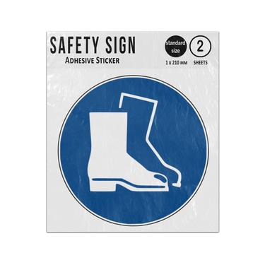 Picture of Wear Foot Protection Blue Circle Mandatory Action Iso 7010 M008 Adhesive Vinyl Signs Twin Pack
