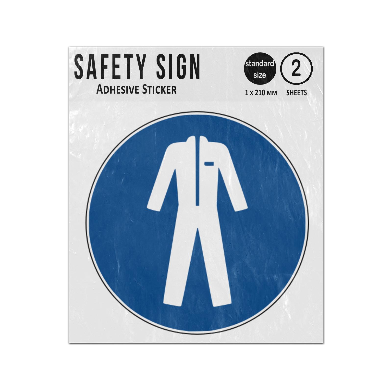 Wear Protective Clothing Blue Circle Mandatory Action Iso 7010 M010  Adhesive Vinyl Signs Twin Pack Mandatory. Imprintable