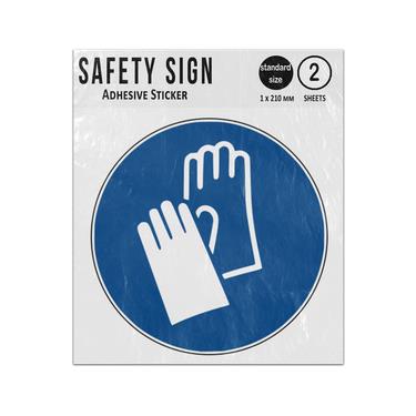 Picture of Wear Protective Gloves Blue Circle Mandatory Action Iso 7010 M009 Adhesive Vinyl Signs Twin Pack