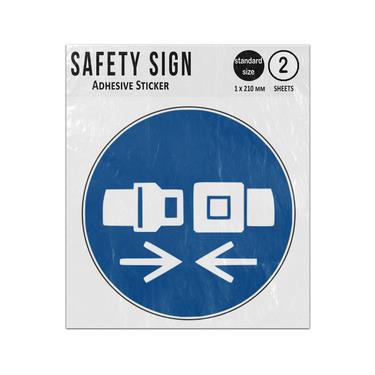 Picture of Wear Safety Belts Blue Circle Mandatory Action Iso 7010 M020 Adhesive Vinyl Signs Twin Pack