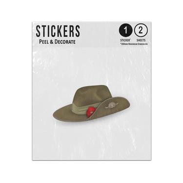 Picture of Anzac Remembrance Army Slouch Hat Red Poppy Armistice Sticker Sheets Twin Pack