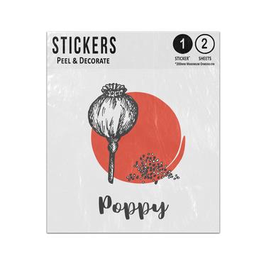 Picture of Black White Wild Flower Poppy Seed Head Nuts Stem Red Circles Vintage Sticker Sheets Twin Pack