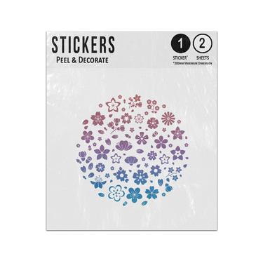Picture of Circle Of Red Blue Silhouette Poppies Isolated Sticker Sheets Twin Pack