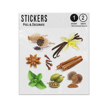 Picture of Herbs Spices Poppy Seed Head Collection Realistic Clove Cinnamon Sticker Sheets Twin Pack